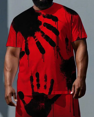 Men's Hip Hop Punk Style Palm Print Casual Short-Sleeve T-shirt and Shorts Big & Tall Set sold by Biggmans product image thumbnail 2