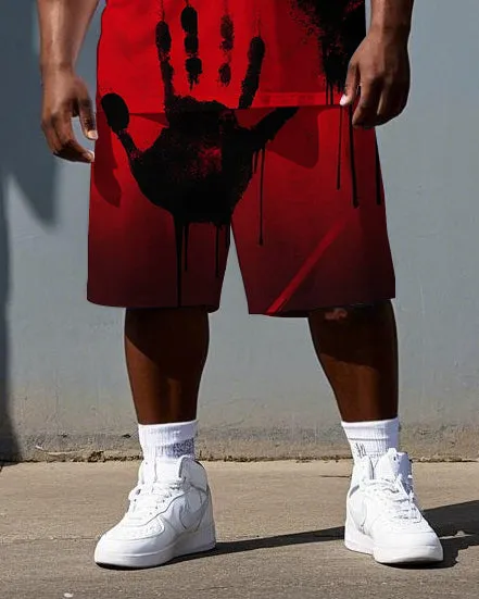 Men's Hip Hop Punk Style Palm Print Casual Short-Sleeve T-shirt and Shorts Big & Tall Set sold by Biggmans product image thumbnail 3