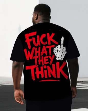 Men's Punk Theme FUCK WHAT THEY THiNK Back Lettering Big & Tall Short-Sleeve T-shirt 2-Piece Set sold by Biggmans product image thumbnail 2