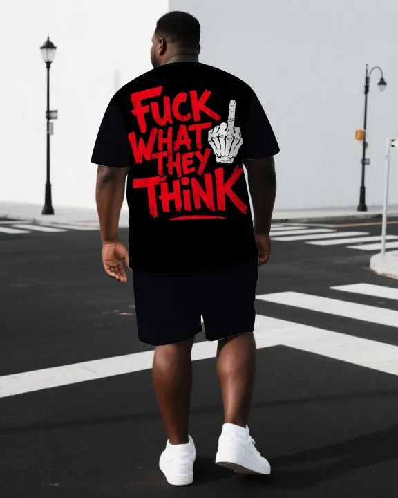Men's Punk Theme FUCK WHAT THEY THiNK Back Lettering Big & Tall Short-Sleeve T-shirt 2-Piece Set sold by Biggmans