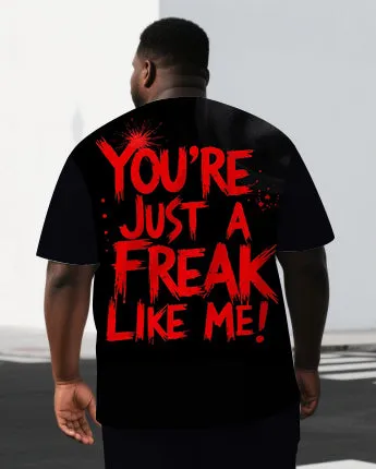 Men's Punk Fashion YOU'RE JUST A FREAK Back Lettering Print Short-Sleeve T-shirt Big & Tall Set sold by Biggmans product image thumbnail 2