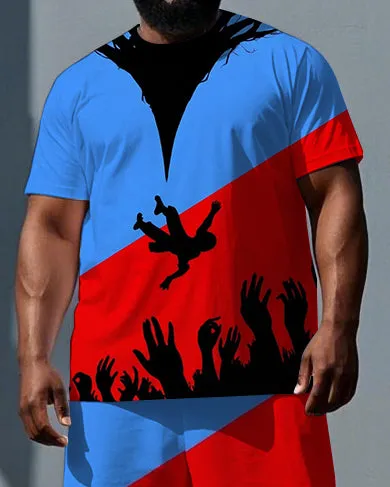 Men's Punk Fashion Falling Man Splicing Style Print Short-Sleeve T-shirt Big & Tall Set sold by Biggmans product image thumbnail 2