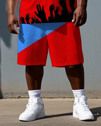 Men's Punk Fashion Falling Man Splicing Style Print Short-Sleeve T-shirt Big & Tall Set sold by Biggmans product image thumbnail 3