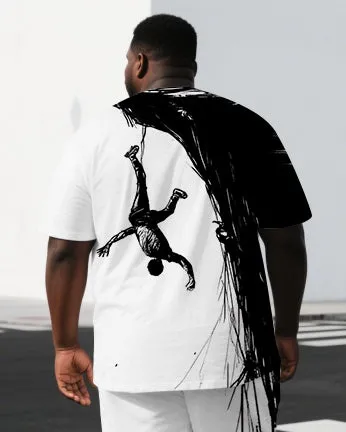 Men's Punk Style Man Hanging in Cliff Back Print Big & Tall Casual Short-Sleeve T-shirt 2-Piece Set sold by Biggmans product image thumbnail 2