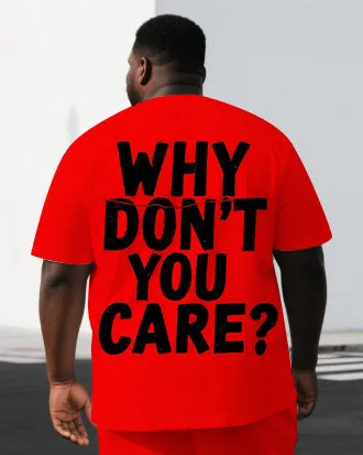Men's Punk Style WHY DON'T YOU CARE Back Lettering Big & Tall Short-Sleeve T-shirt 2-Piece Set sold by Biggmans product image thumbnail 2