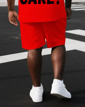 Men's Punk Style WHY DON'T YOU CARE Back Lettering Big & Tall Short-Sleeve T-shirt 2-Piece Set sold by Biggmans product image thumbnail 3