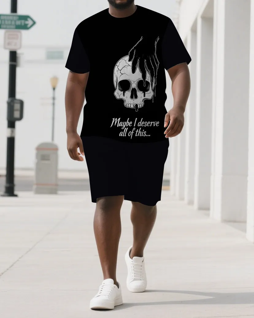 From Deserve to Deserve More Men's Big & Tall Skull Cartoon Short Sleeve T-shirt 2-Piece Set sold by Biggmans