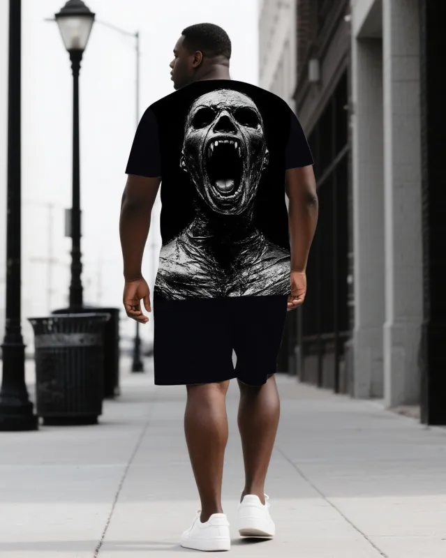Roar with Skull Power Men's Big & Tall Skull Back Theme Short Sleeve T-shirt 2-Piece Set sold by Biggmans