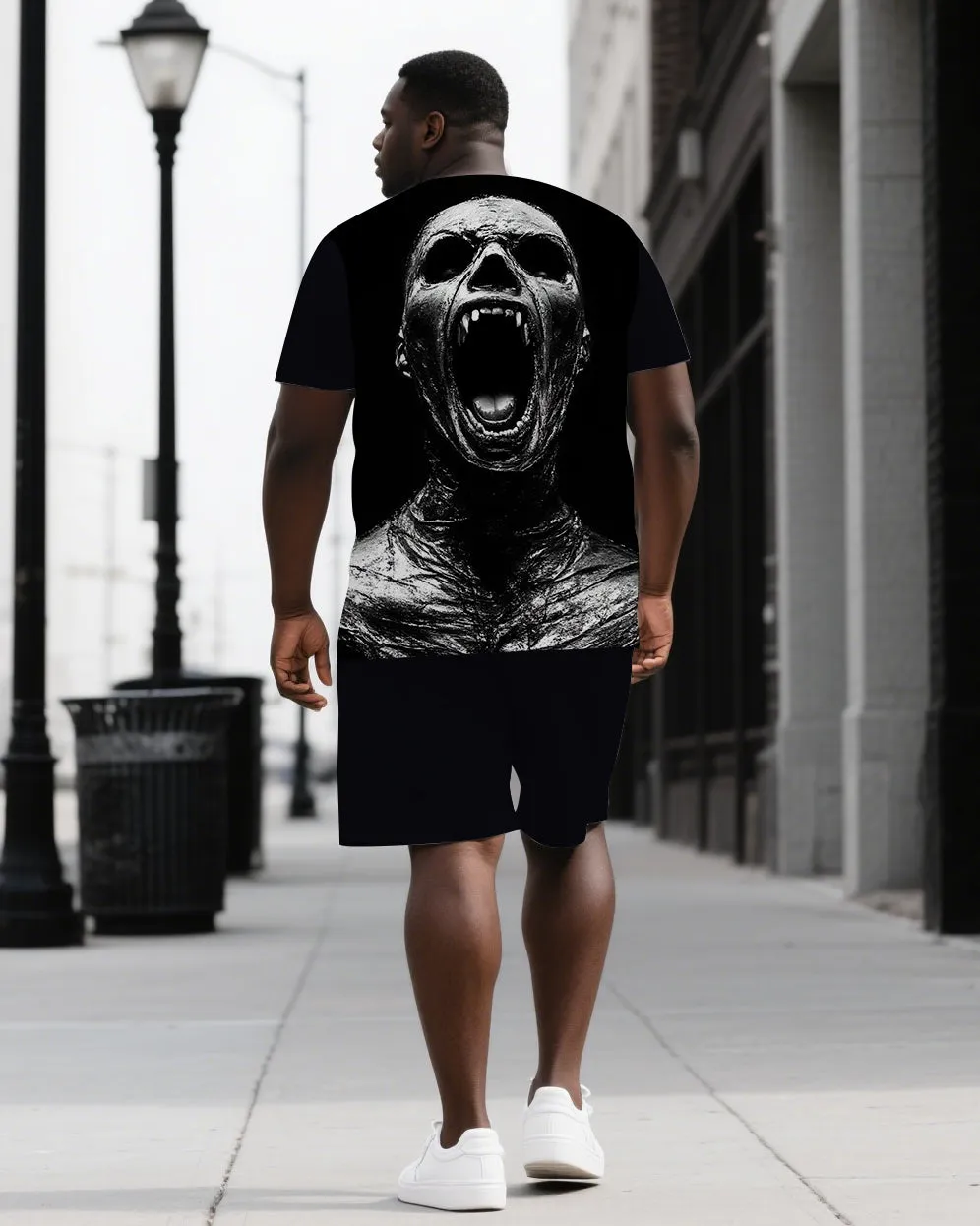Roar with Skull Power Men's Big & Tall Skull Back Theme Short Sleeve T-shirt 2-Piece Set sold by Biggmans