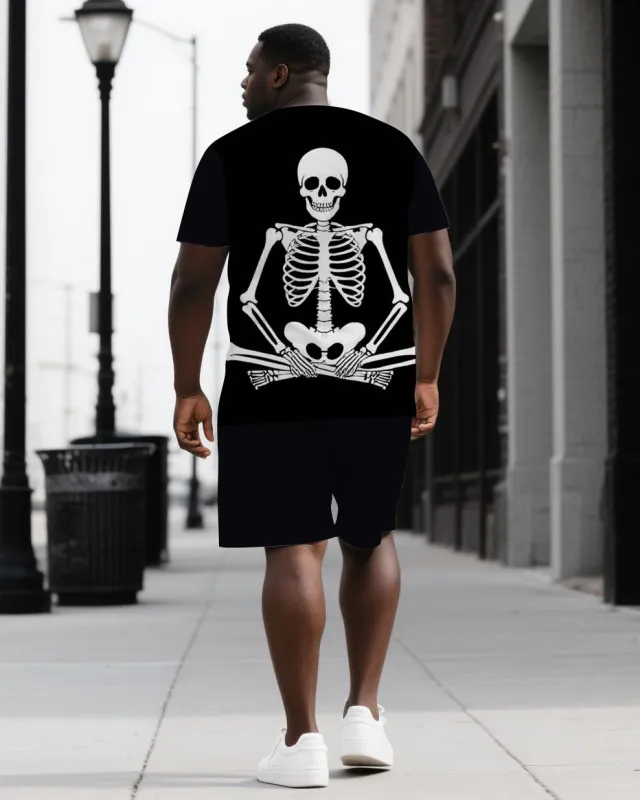 Meditate Like Skeleton Men's Big & Tall Skull Back Printed Short Sleeve T-shirt 2-Piece Set sold by Biggmans