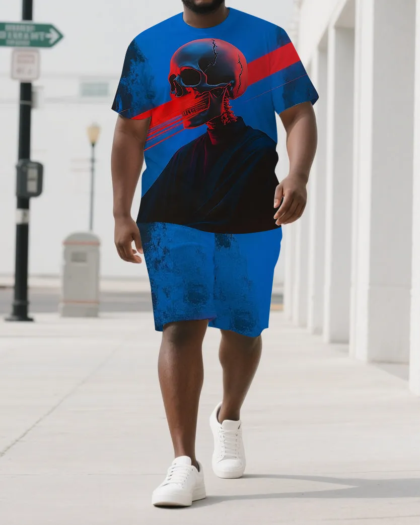 Bold Beyond Bones Men's Fashion Skull Print Big & Tall Short Sleeve T-shirt and Shorts Set sold by Biggmans