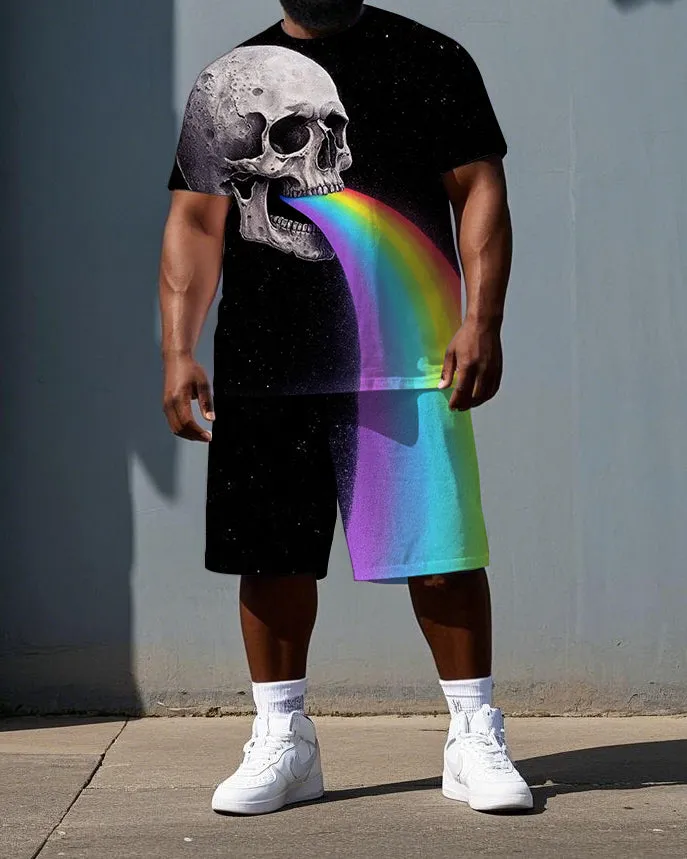 Skull Full of Hope Men's Funny Rainbow Skull Print Big & Tall Short Sleeve T-shirt 2-Piece Set sold by Biggmans