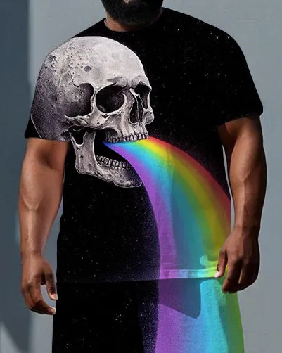 Skull Full of Hope Men's Funny Rainbow Skull Print Big & Tall Short Sleeve T-shirt 2-Piece Set sold by Biggmans product image thumbnail 2