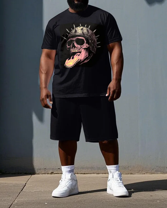 Wear Your Scars Like Crowns Big & Tall Men's Soldier Skull Print Short Sleeve T-shirt 2-Piece Set sold by Biggmans