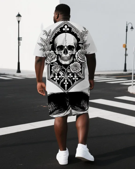 Endings Are Just Echoes Men's Romantic Skull Print Big & Tall Short Sleeve T-shirt Casual Set sold by Biggmans