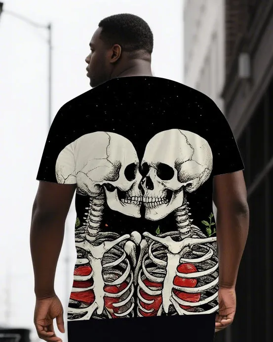 Love Never Dies Big & Tall Men's Couple Skull Back Print Short Sleeve T-shirt 2-Piece Set sold by Biggmans product image thumbnail 2