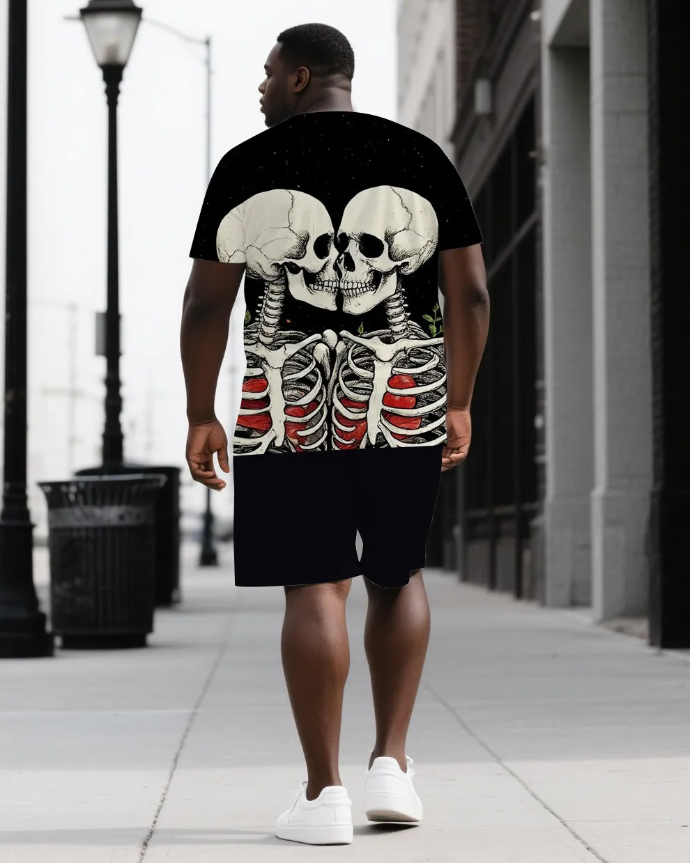 Love Never Dies Big & Tall Men's Couple Skull Back Print Short Sleeve T-shirt 2-Piece Set sold by Biggmans