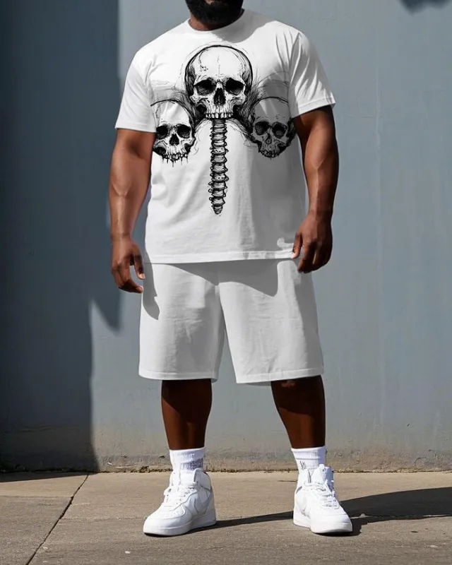 What Breaks You Builds You Big & Tall Men's Skull Screw Print Short Sleeve T-shirt & Shorts Set sold by Biggmans