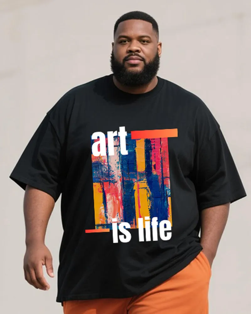 Big & Tall Men's Orange Graffiti Art Is Life Alphabet Print Round Neck Short Sleeve T-Shirt Shorts Suit sold by Biggmans product image thumbnail 2
