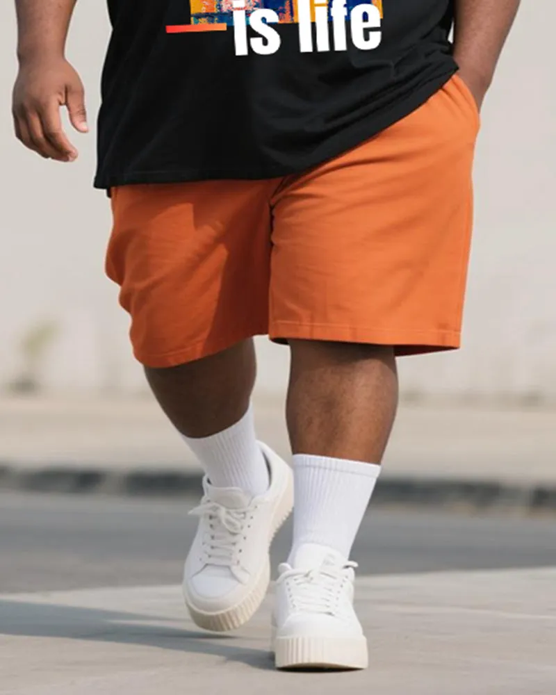Big & Tall Men's Orange Graffiti Art Is Life Alphabet Print Round Neck Short Sleeve T-Shirt Shorts Suit sold by Biggmans product image thumbnail 3