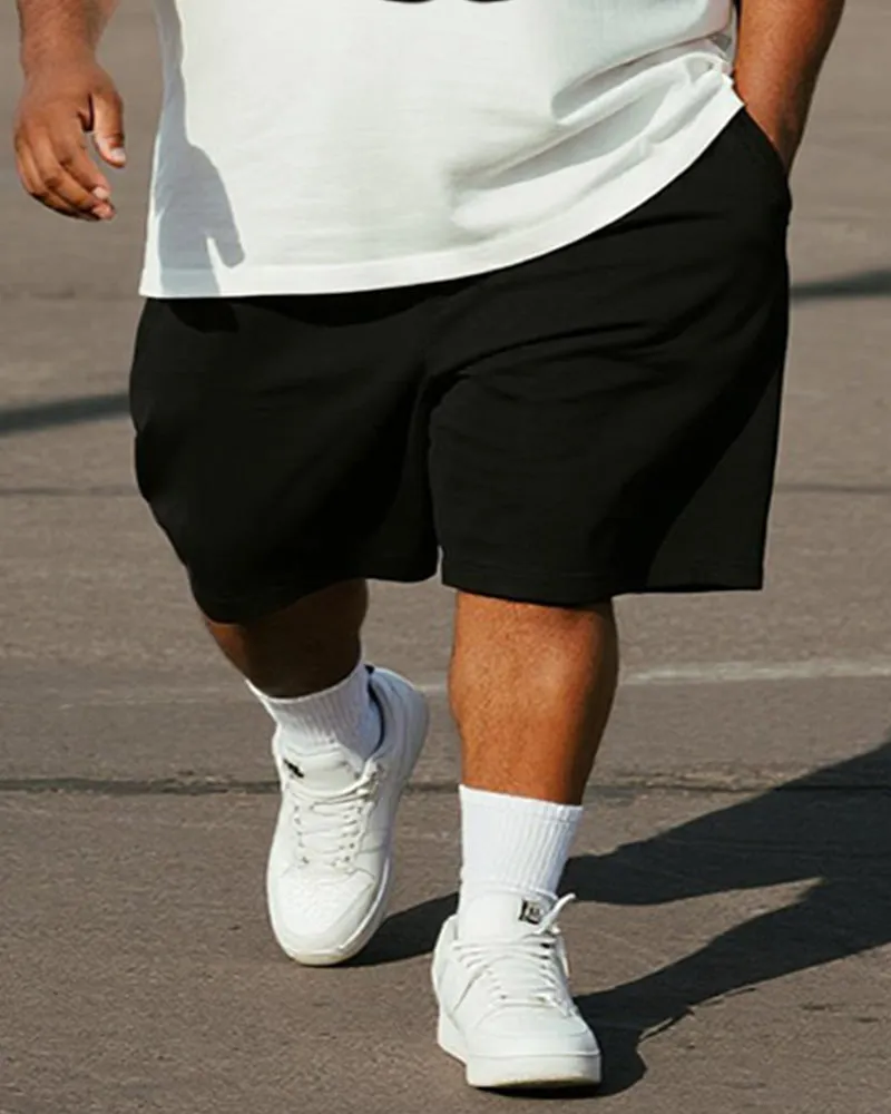 Big & Tall Men's Black And White God Is Good Deformed Letter Printed Round Neck Short Sleeve T-shirt Shorts Suit sold by Biggmans product image thumbnail 3