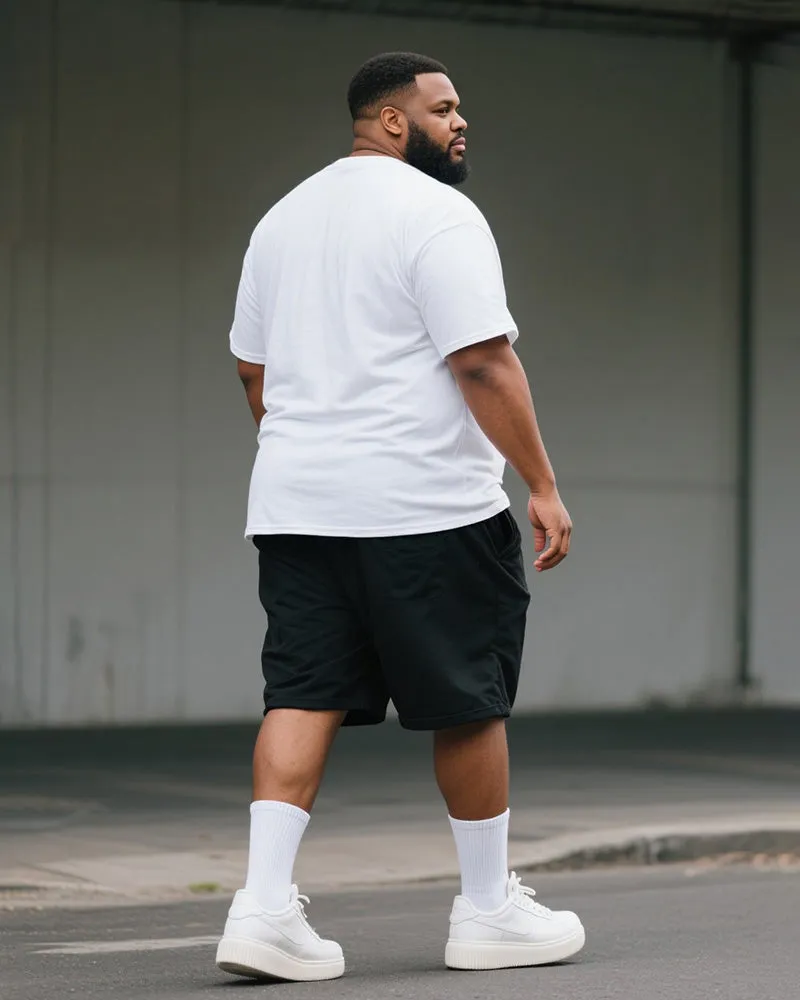 Big & Tall Men's Black And White Question Mark Letter Print Round Neck Short Sleeve T-shirt Shorts Suit sold by Biggmans product image thumbnail 4