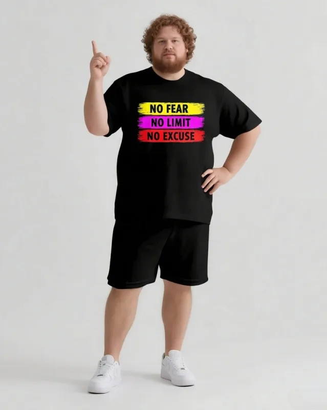 No Fear Just Do It Men's Big and Tall Simple Lettering Short Sleeve T-shirt Shorts Set sold by Biggmans