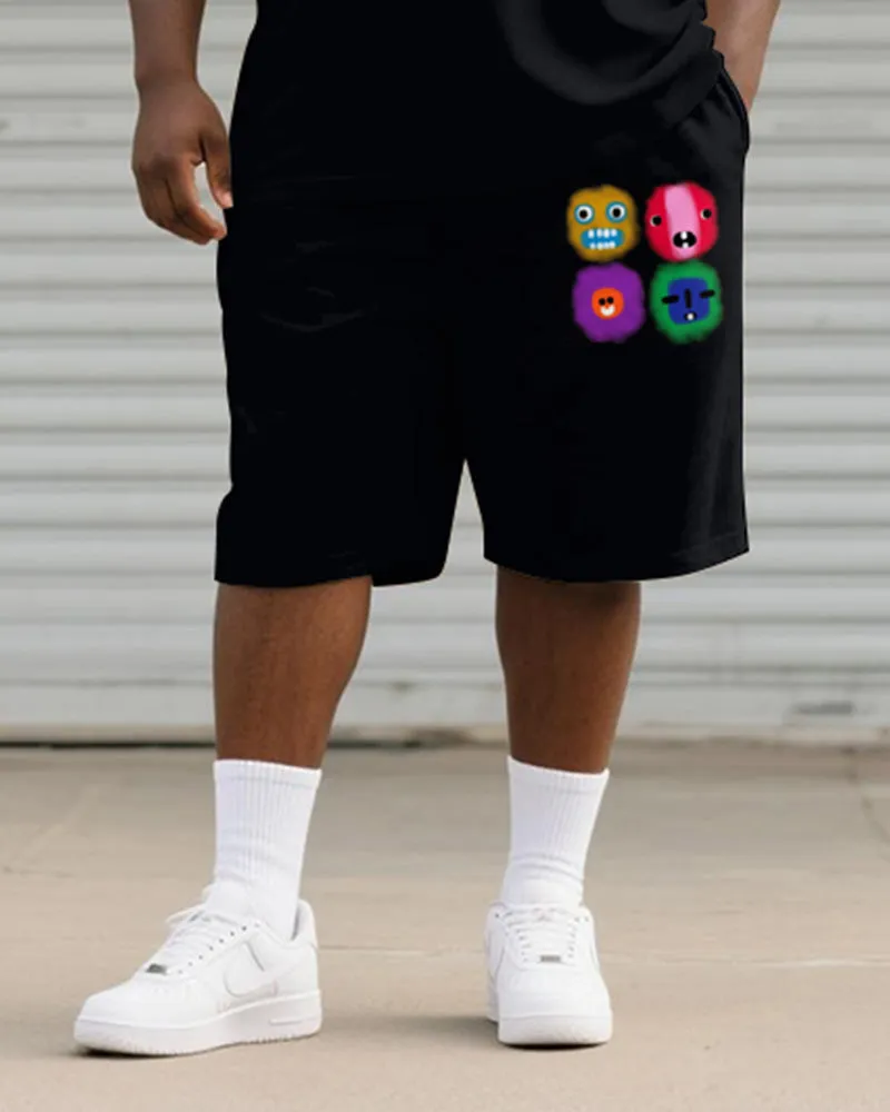 Big & Tall Men's Black Expression Graffiti Print Round Neck Short Sleeve T-Shirt Shorts Suit sold by Biggmans product image thumbnail 3