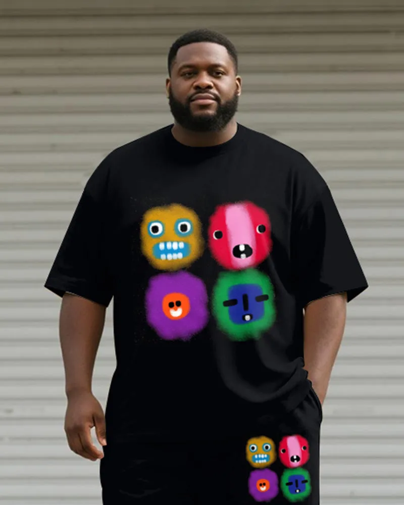 Big & Tall Men's Black Expression Graffiti Print Round Neck Short Sleeve T-Shirt Shorts Suit sold by Biggmans product image thumbnail 2
