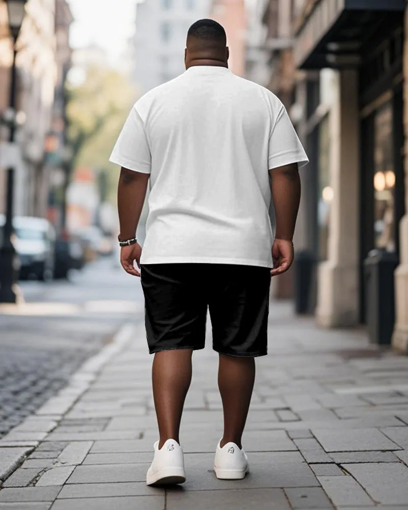 Big & Tall Men's Black And White Fun Graffiti Print Round Neck Short Sleeve T-Shirt Shorts Suit sold by Biggmans product image thumbnail 4