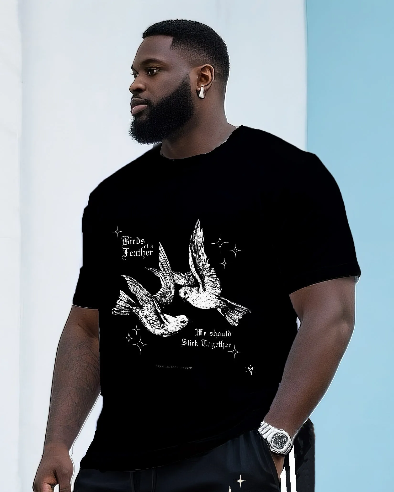 Big & Tall Men's Street Fashion Things Of A Feather Crew Neck T-shirt Shorts Suit sold by Biggmans product image thumbnail 3