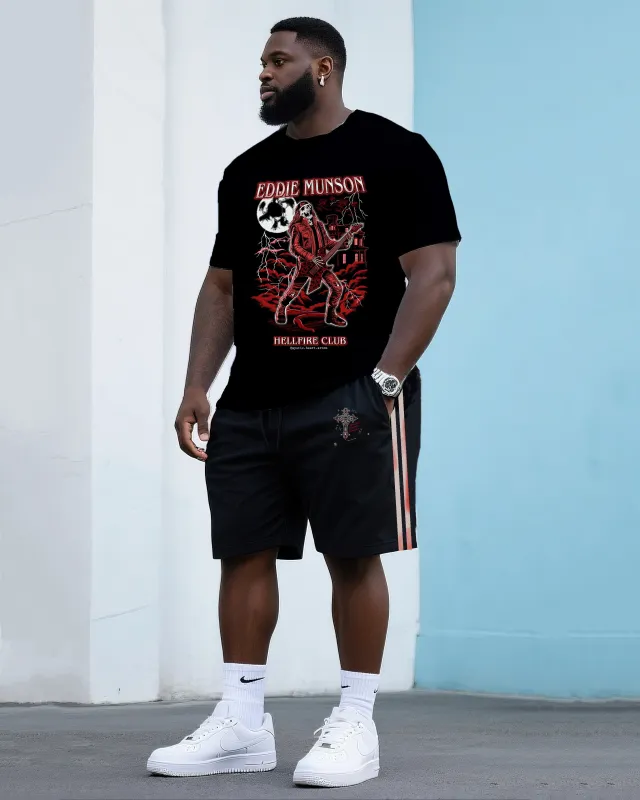 Big & Tall Men's Street Fashion Eddie Monson Hellfire T-Shirt Shorts Suit sold by Biggmans
