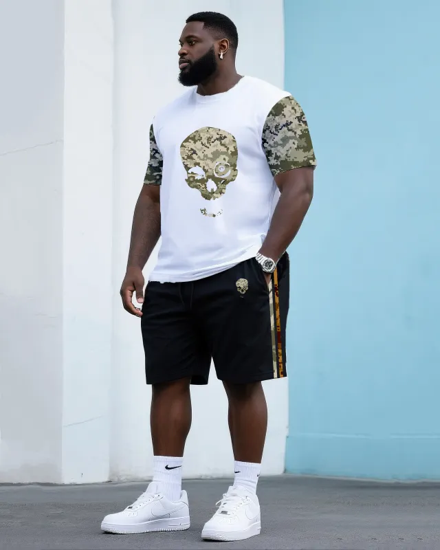 Big & Tall Men's Street Fashion Man Smell Camouflage Horror Skull Crewneck T-Shirt Shorts Suit sold by Biggmans