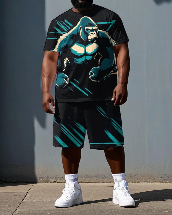 Big & Tall Men's Machine Gorillas Striped Daily Casual Short Sleeve T-shirt 2-Piece Set sold by Biggmans