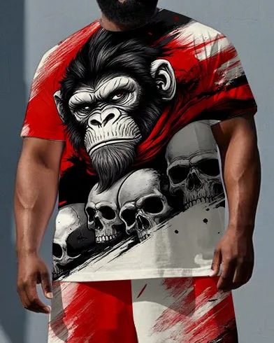 Big & Tall Men's Gorillas and Skulls Printed Summer Short Sleeve T-shirt and Short Set sold by Biggmans product image thumbnail 2
