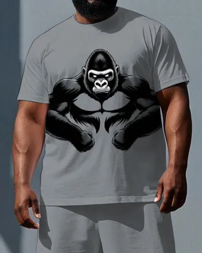 Big & Tall Men's Simple Gorillas Street Fashion Summer Short Sleeve T-shirt and Short Set sold by Biggmans product image thumbnail 2