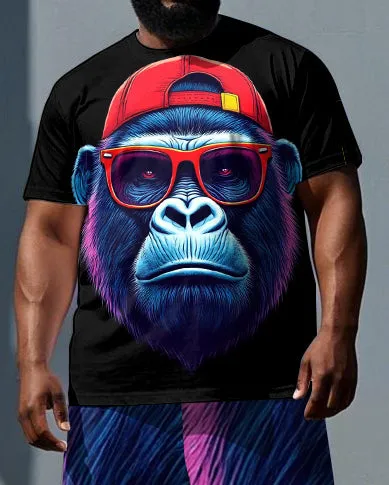 Big & Tall Men's Nylon Gorillas Cool Boy Daily Casual Short Sleeve T-shirt 2-Piece Set sold by Biggmans product image thumbnail 2