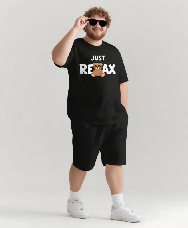 JUST RELAX Slogan T-shirt 2-Piece Set sold by Biggmans