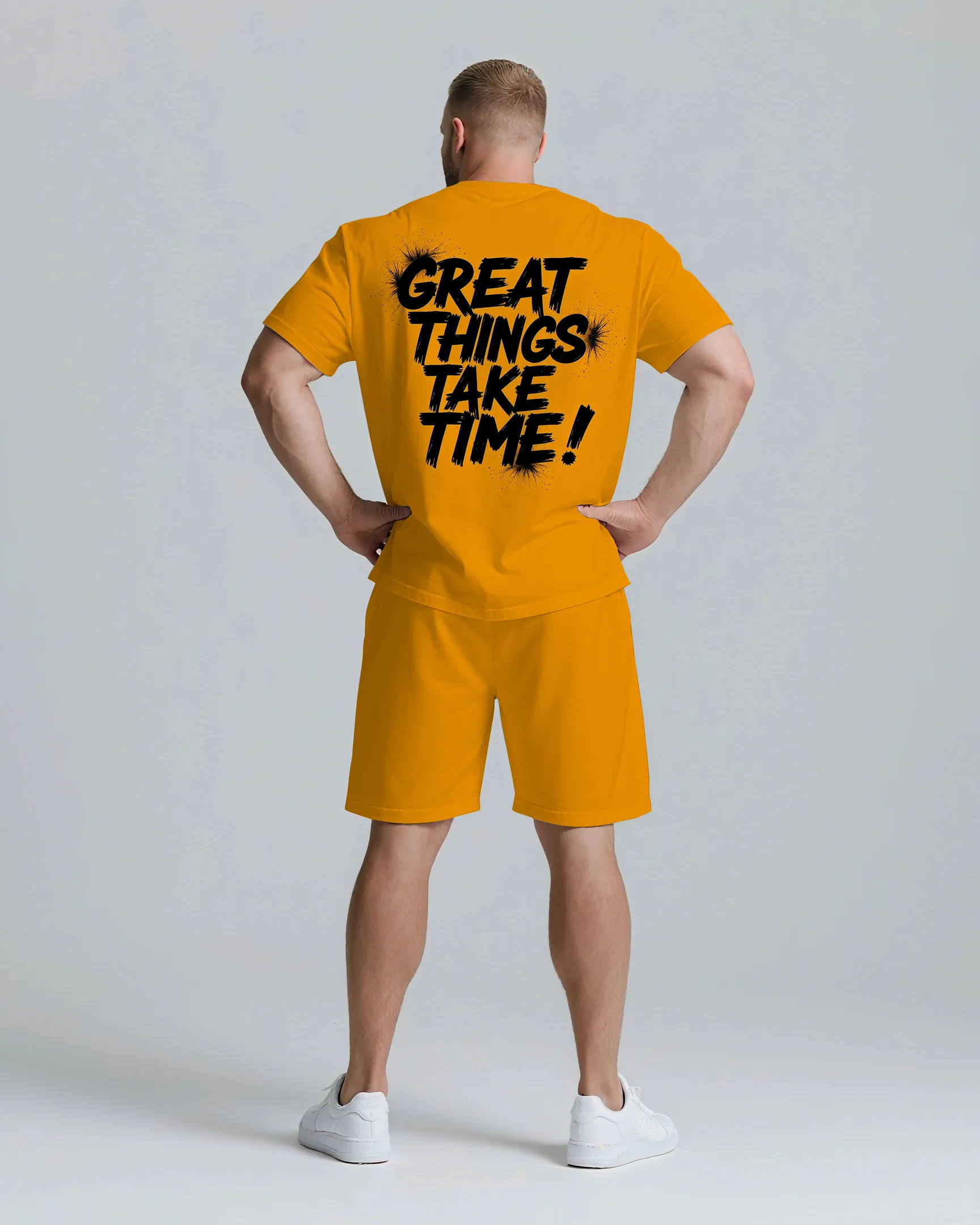 GREAT THINGS TAKE TIMES Slogan T-shirt 2-Piece Set sold by Biggmans