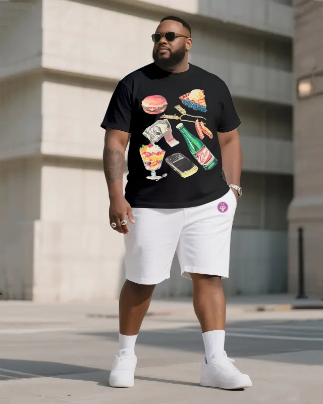 Big & Tall Men's Street Fashion I Free Pressure Items Printed Crewneck T-Shirt Shorts Suit sold by Biggmans