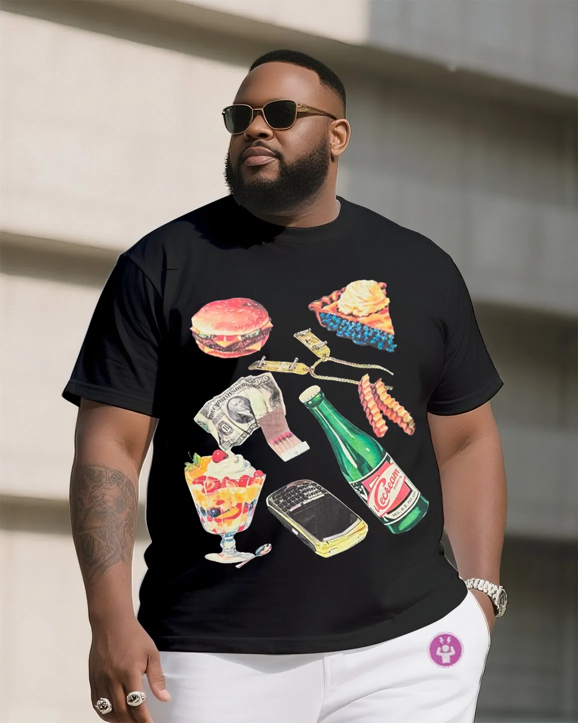 Big & Tall Men's Street Fashion I Free Pressure Items Printed Crewneck T-Shirt Shorts Suit sold by Biggmans product image thumbnail 2