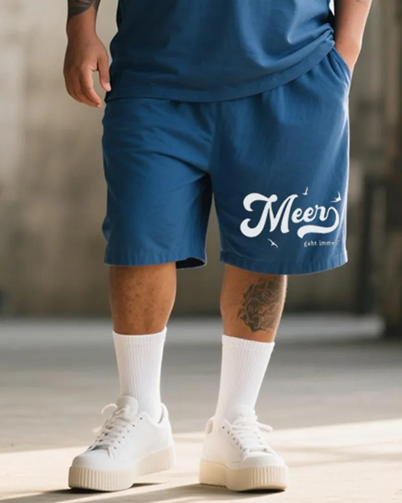 Big & Tall Men's Meer Geht Immer Alphabet Print Round Neck Short Sleeve T-Shirt Shorts Suit sold by Biggmans product image thumbnail 3