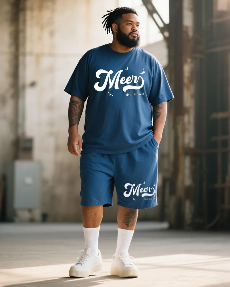 Big & Tall Men's Meer Geht Immer Alphabet Print Round Neck Short Sleeve T-Shirt Shorts Suit sold by Biggmans