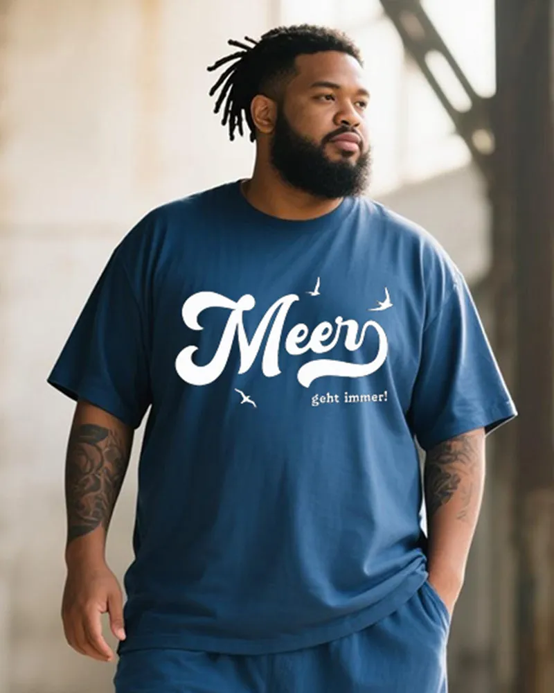 Big & Tall Men's Meer Geht Immer Alphabet Print Round Neck Short Sleeve T-Shirt Shorts Suit sold by Biggmans product image thumbnail 2