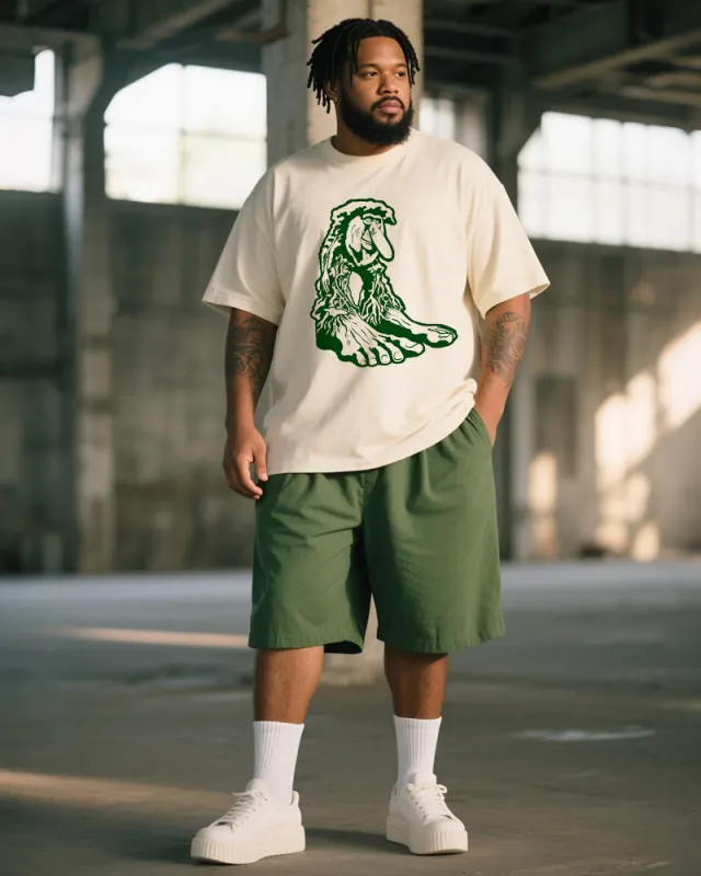 Big & Tall Men's Brr Brr Hand-Painted Printed Round Neck Short Sleeve T-Shirt Shorts Suit sold by Biggmans