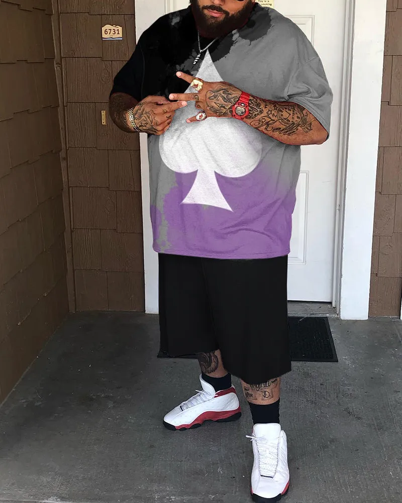 Men's Plus Size Poker Tie Dye ACE Two-Piece Set sold by Biggmans