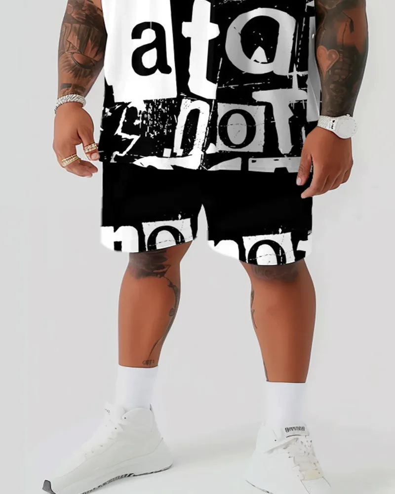 Letter Full Print T-Shirt Shorts Suit Men's Plus Size sold by Biggmans product image thumbnail 3