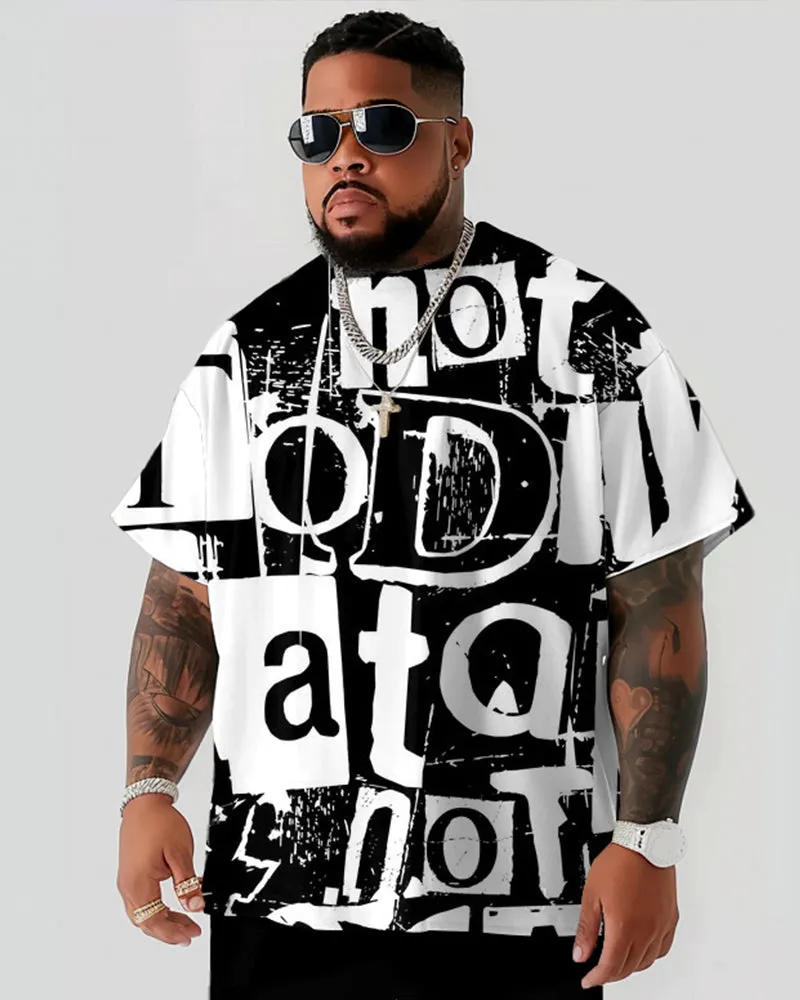 Letter Full Print T-Shirt Shorts Suit Men's Plus Size sold by Biggmans product image thumbnail 2