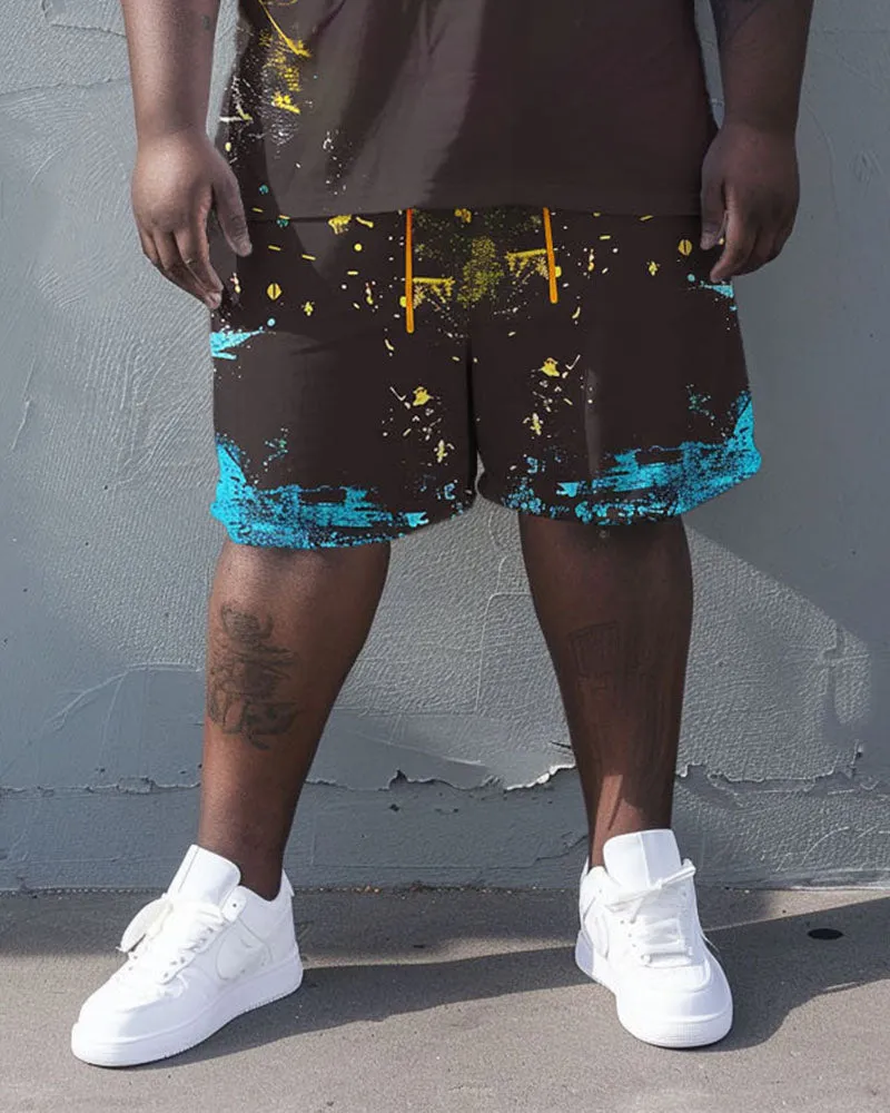 Men's Plus Size Street Fashion Graffiti Respect Alphabet Print T-Shirt Shorts Suit sold by Biggmans product image thumbnail 3