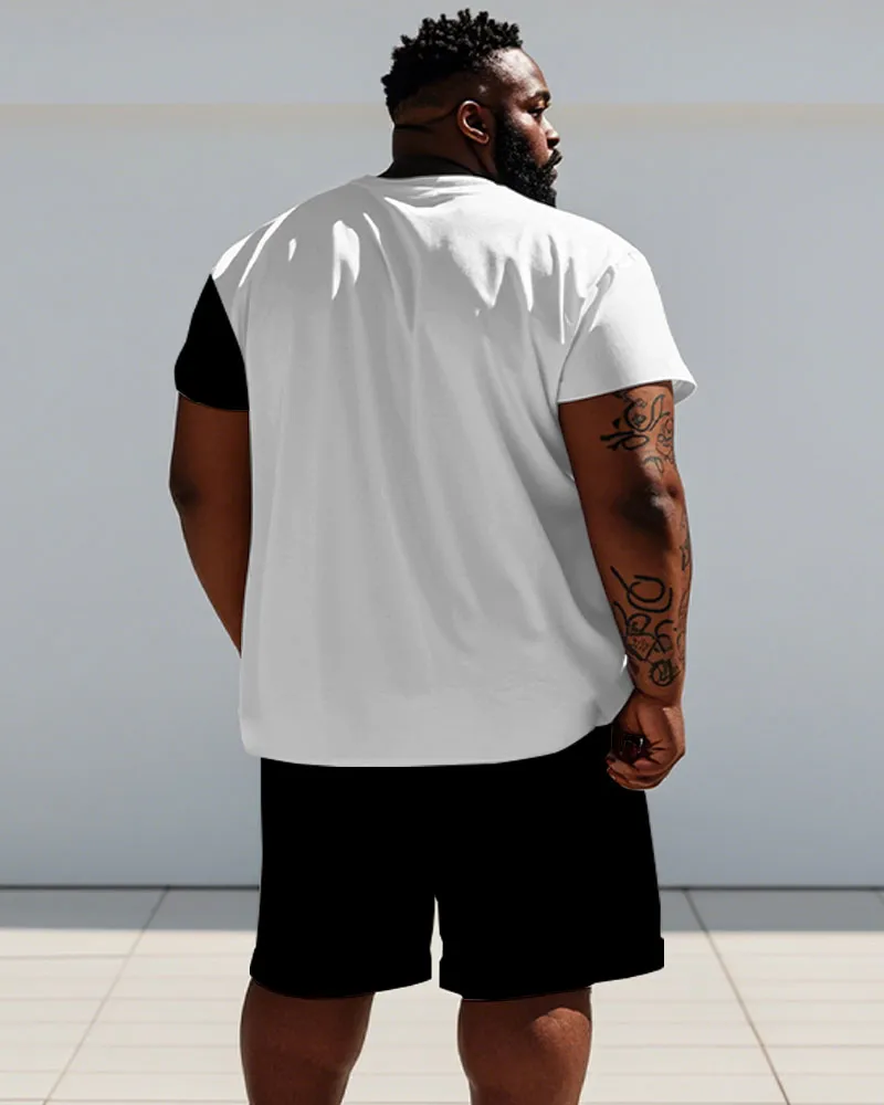 Men's Plus Size Daily Casual Black And White Jesus Letter Print Short Sleeve T-Shirt Shorts Suit sold by Biggmans product image thumbnail 4